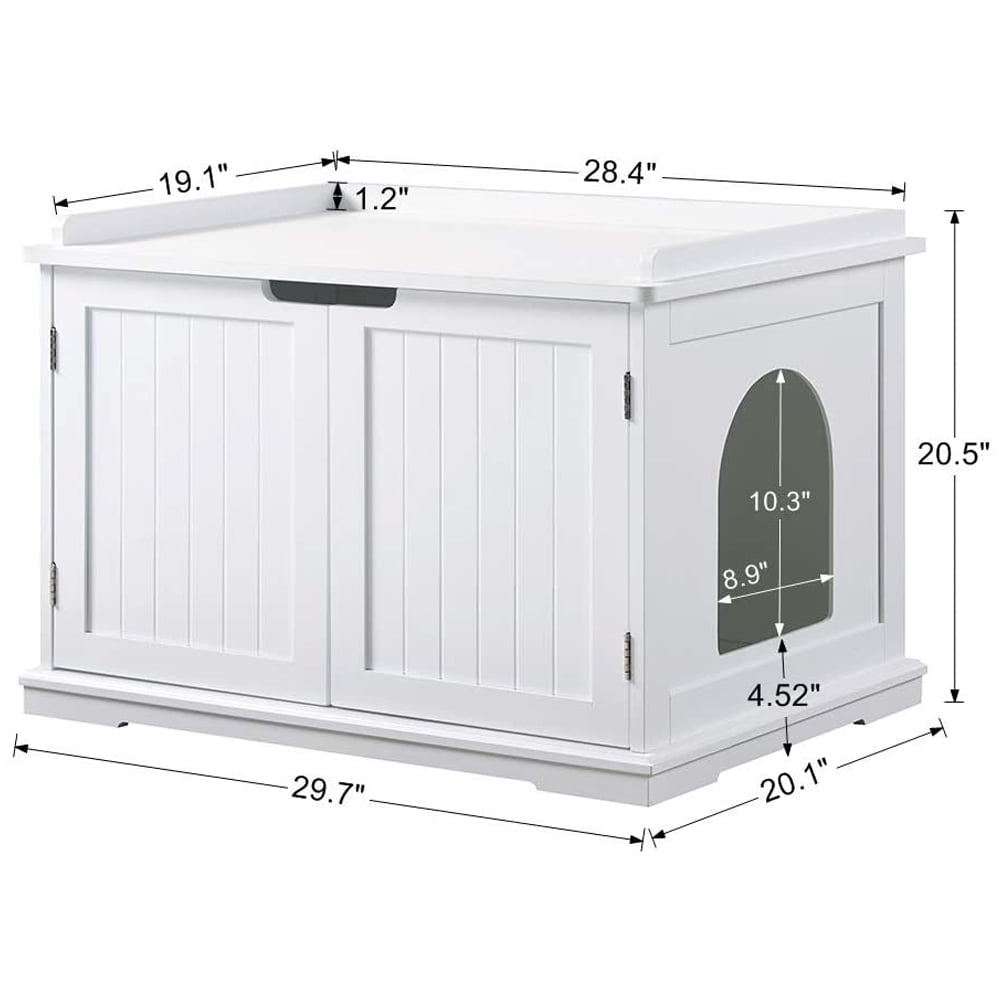 Unipaws Designer Cat Litter Box Furniture, Covered, White
