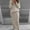 Beige, variant on Turilly Womens Solid Color Round Neck Long Sleeve Cable Knitted Warm Two-Piece Skirt Sweater Suit Set