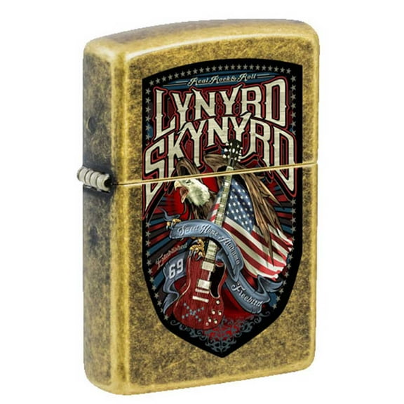 Lynyrd Skynyrd Tumbled Brass Lustre Zippo Lighter