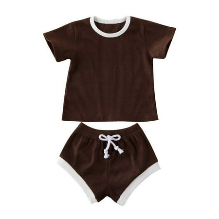 

Summer Newborn Baby Boy Girl Short Sleeve T-shirt Tops + Shorts Outfit Set Clothes