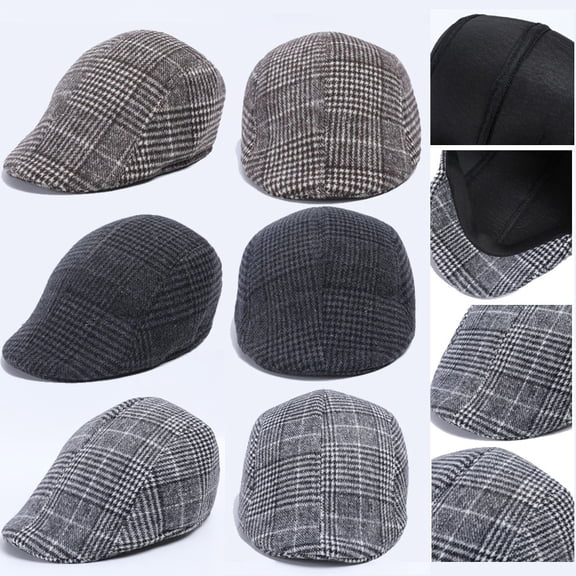 Only Moment A Vintage Beret Newsboy Cap for Men Polyester Classic Herringbone Tweed Flat Cap Irish Beret Hat for Cabbie Driving Hunting One Size