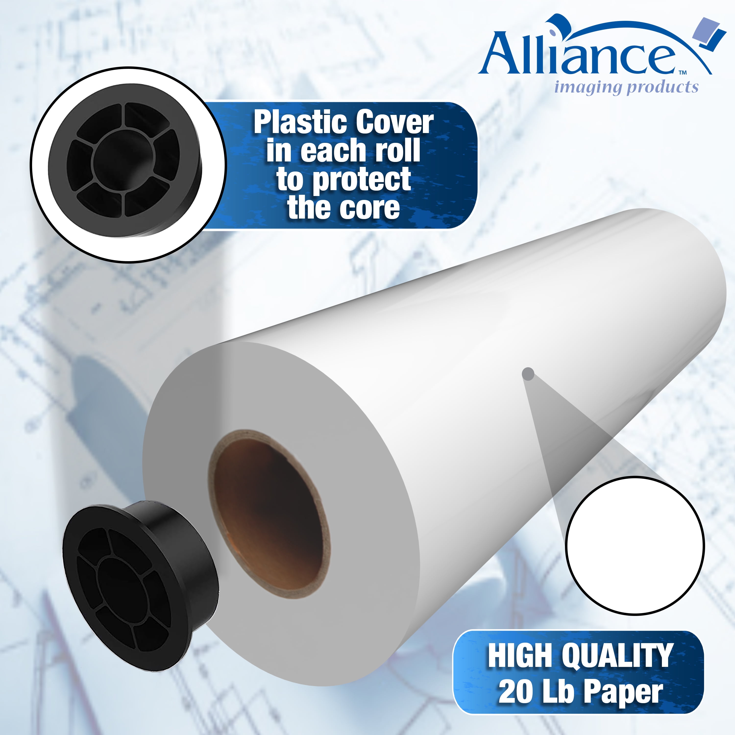 Alliance Wide Format Paper 15" x 500' Bond Engineering 20lb | 92 Bright | 4 Rolls | 3" Core
