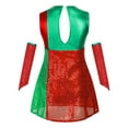 thumbnail image 3 of iiniim Girls Sequin Color Block Christmas Dance Dress Xmas Party Outfit with Oversleeves Red 16, 3 of 7