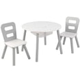 thumbnail image 2 of KidKraft Wooden Kids Round Storage Table & 2 Chair Set, Gray & White, 2 of 12