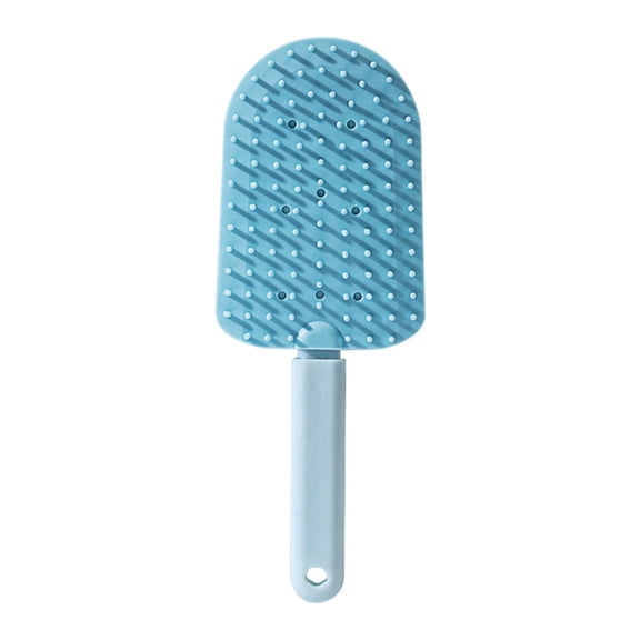 2-in-1 Dog Bath Brush for Grooming & Massage - Pet Silicone Brush for Long & Short Haired Dogs and Cats, Dog Scrubber for Bath, Rubber Curry Brush, Use Wet as Bath Brush or Dry for Grooming-Blue