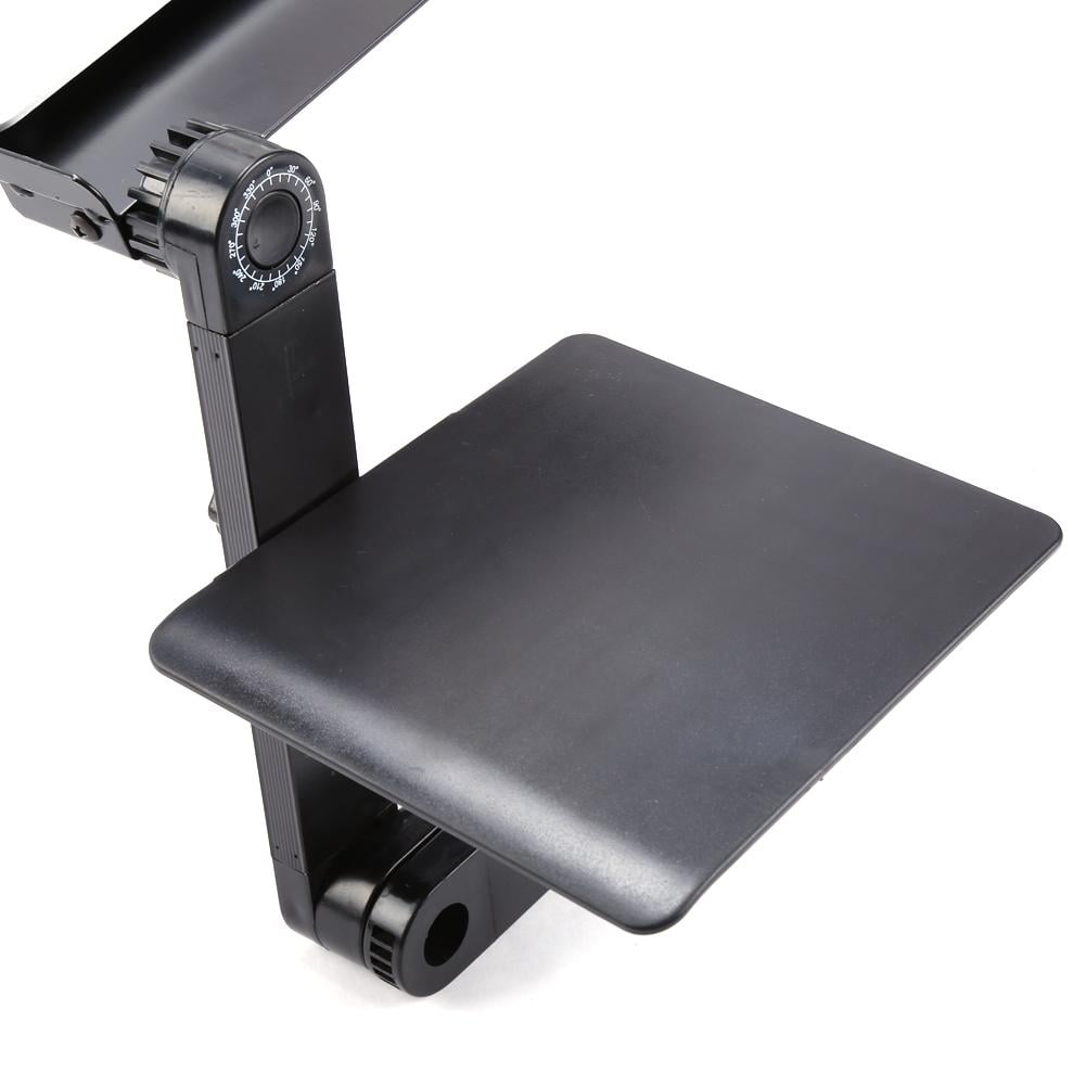 Adjustable Laptop Stand Folding Portable Standing Desk Aluminum Laptop Riser Tablet Holder Notebook Tray with 2 Edge Stoppers for Desk Bed Couch Sofa Floor, Black
