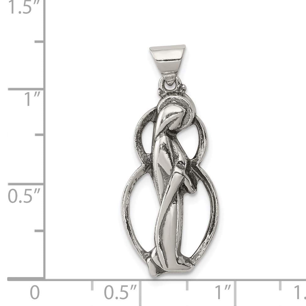 925 Sterling Silver Antiqued Blessed Mary Charm