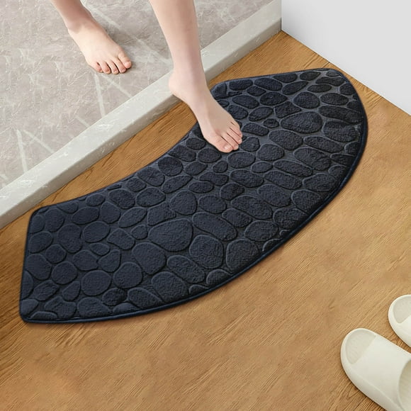 Alfombrilla De Bao De Espuma, Antideslizante, Gruesa, Suave, Absorbente, Lavable, Diseo En Relieve, Para Uso Domstico, Agarre Mejorado, Polister Duradero, Estilo De Transicin, Grande, Ukhbmc