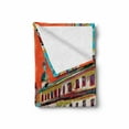 thumbnail image 2 of Fine Art Soft Flannel Fleece Throw Blanket, Exquisite Old Historical Town Paint with Impressionist Influences Winter Image, Cozy Plush for Indoor and Outdoor Use, 50" x 70", Multicolor, by Ambesonne, 2 of 6