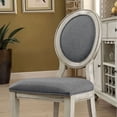 thumbnail image 4 of Set Of 2 Padded Gray Fabric Dining Chairs In Antique White Finish, 4 of 7