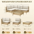 thumbnail image 2 of Bifanuo 5-Piece Wicker Outdoor Sectional Sofa, Patio Furniture Set, with Beige Fluffy Cushions and Coffee Table, 2 of 6