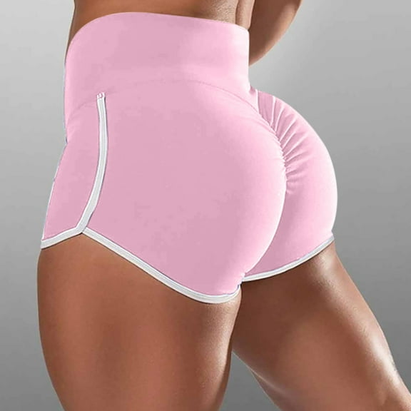 Workout Shorts for Women Seamless Summer Solid Color Shorts for Women Casual Loose Comfy Elastic Waist Yoga Athletic Short Pants Trendy Beach Shorts Pink L