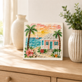 thumbnail image 3 of Sea Glass Craft Kit, Florida Gulf Coast Beach Cottage Mosaic Art Project with Glue and Colorful Glass Stones, Coastal City Art Project for Adults, 6 Styles Available, 3 of 4