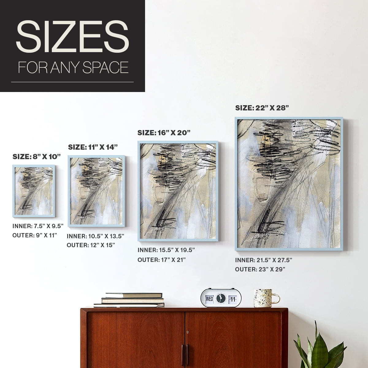 Masked Notes V Framed Print in Blue Solid Wood Framed Print No Nail Hanging