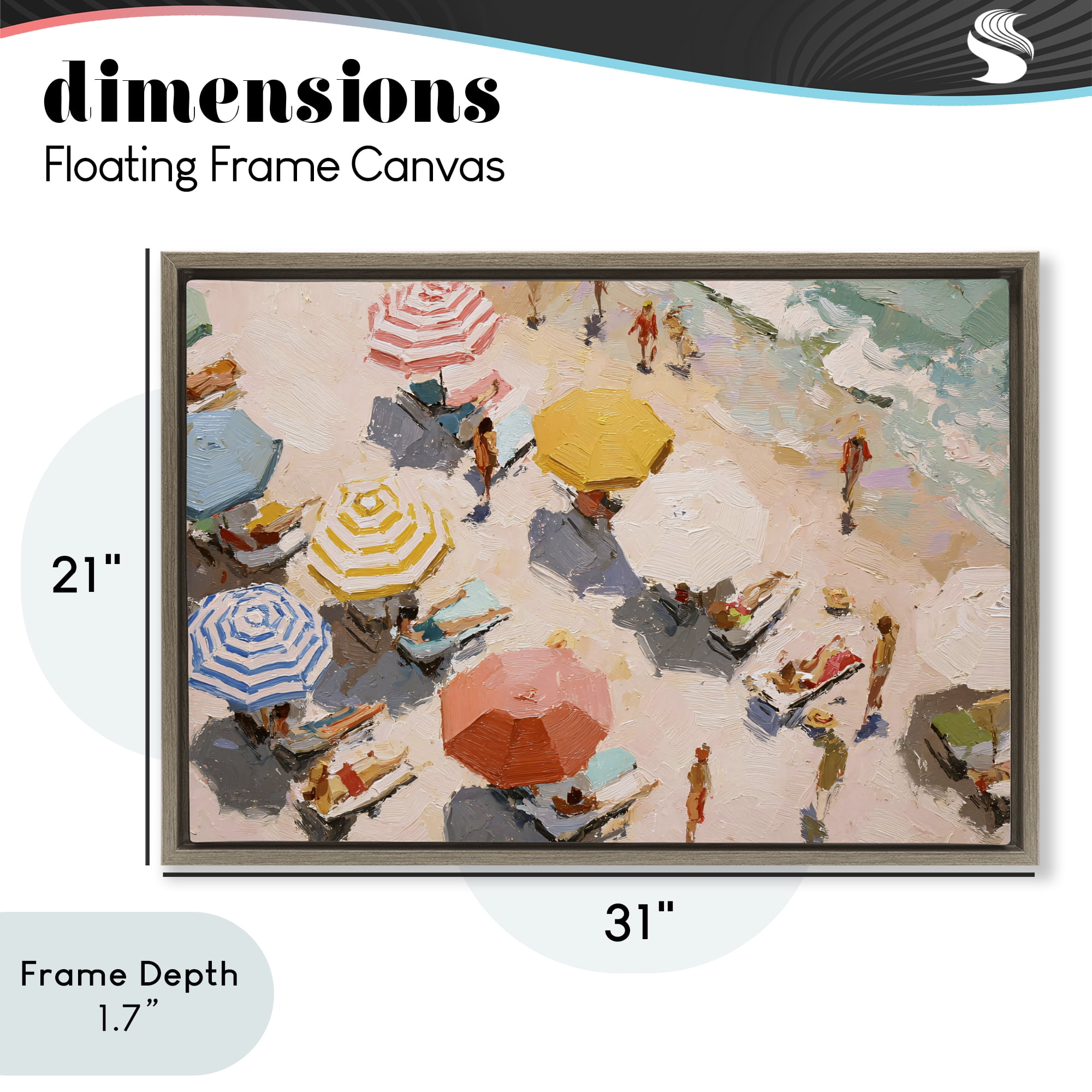 Stupell Industries Summer Beach Fun Expression Brown Framed Floater Canvas Wall Art, design by Jacky Ngan