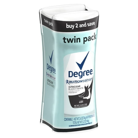(4 count) Degree Black and White UltraClear Antiperspirant Deodorant, 2.6 oz, 2 Twin