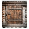 thumbnail image 2 of Vintage Shower Curtain, Rustic Wooden Door of Old Barn in Farmhouse Countryside Village Aged Rural Life Image, Fabric Bathroom Set with Hooks, 69W X 84L Inches Extra Long, Brown, by Ambesonne, 2 of 2