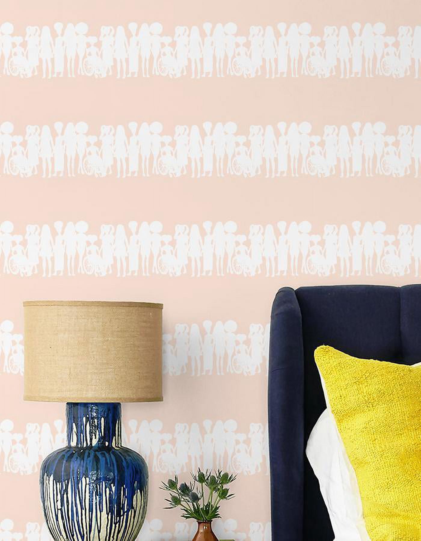 Fashionista Silhouettes Stripe Removable Vinyl Wallpaper by Barbie - Peach