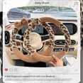 thumbnail image 5 of Car Steering Wheel Cover with Leopard Print Cute Bowknot Soft Anti-Slip Retro Luxury Fluffy Fur Car Interior Accessory, Brown, 5 of 8