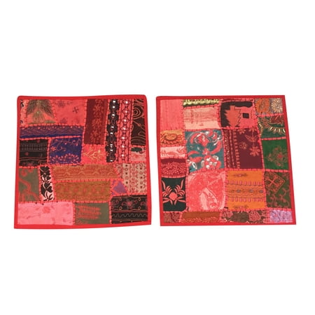 Embroidered Chair Pads Mogul Red Pillow Sham Embroidered Patchwork Throw Cushion Covers Bohemian Interior 16