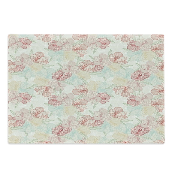 Floral Cutting Board, Vintage Orchid Arrangement Soft Colored Abstract Image Blossoming Nature Pattern, Decorative Tempered Glass Cutting and Serving Board, Large Size, Multicolor, by Ambesonne