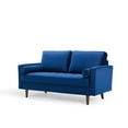 thumbnail image 1 of Loveseat Sofa, Velvet, Blue Navy, Modern Contemporary Urban Design, Living Lounge Room Hotel Lobby Hospitality, 1 of 9