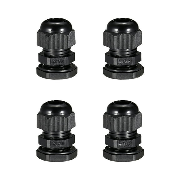 M18 Cable Gland Waterproof Plastic Joint Adjustable Locknut Black for 5mm-10mm Dia Cable Wire 4Pcs