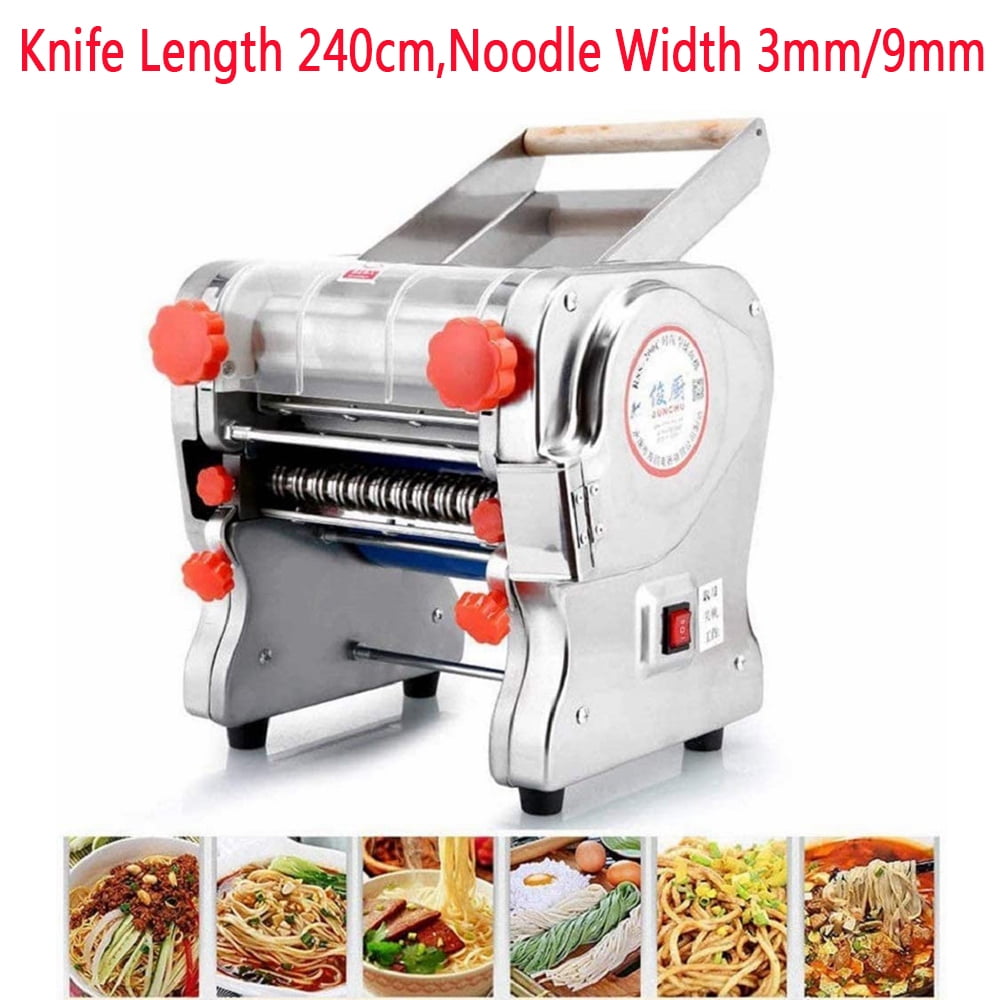 Newhai Commercial Electric Pasta Maker, Automatic Noodle Machine, 2-in-1 Heavy Duty Dough Roller Pressing Machine, with 2mm/6mm Blade, 550W