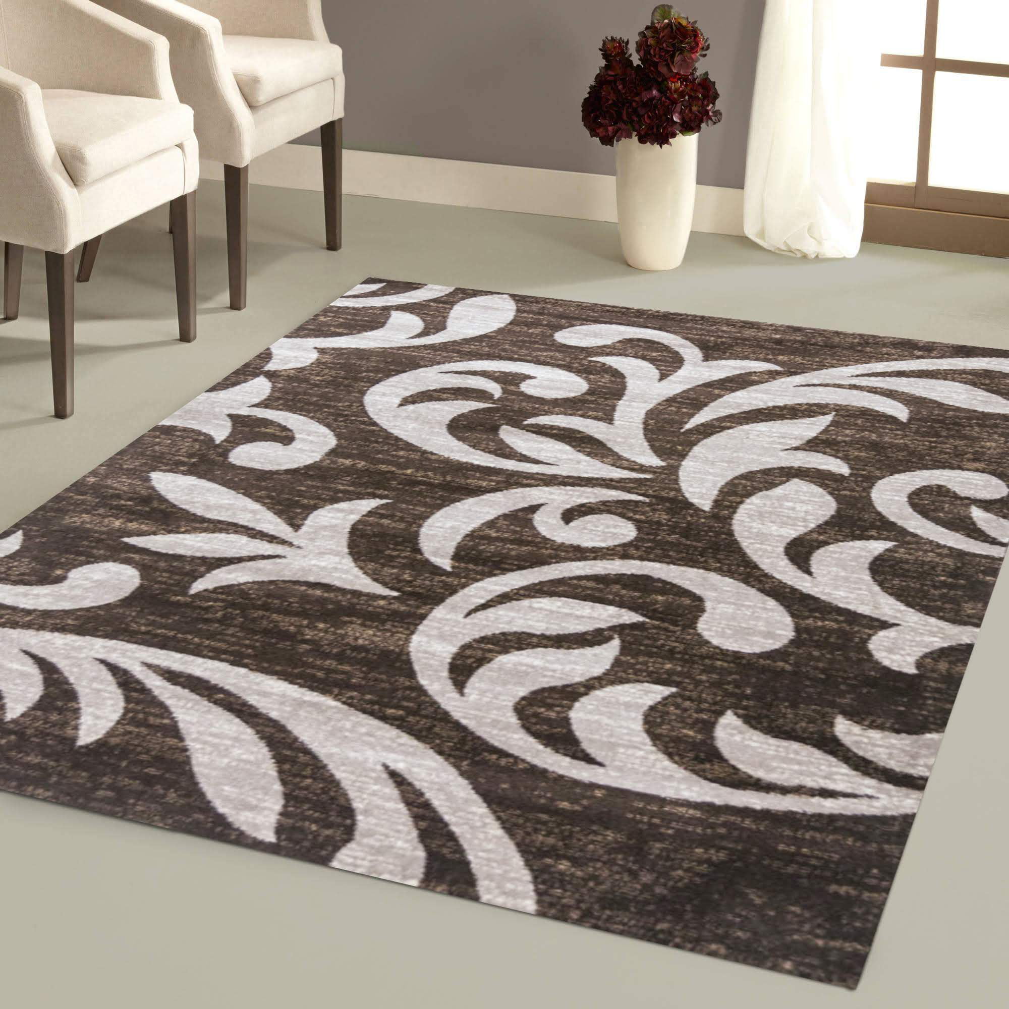 Modern Rug Contemporary Checked Carpet Small Extra Large Mats Brown Beige Rugs 