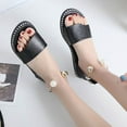 thumbnail image 4 of Zanvin Sandals Women Flat Slippers Open Toe Pearl Comfy Beach Roman Shoes Flip Flop, Black, 39, 4 of 7