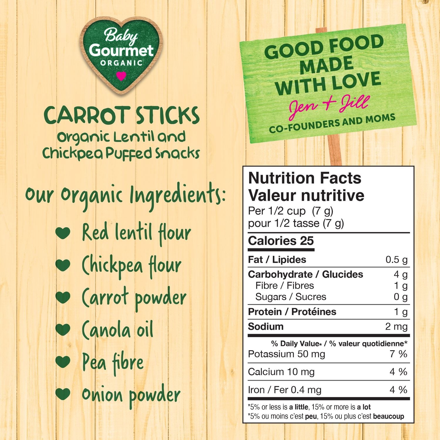 Baby Gourmet Organic Puffed Carrot Sticks, Organic Lentil & Chickpea puffed Snacks - 40 g