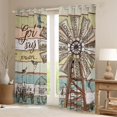 thumbnail image 2 of Windmill Curtains & Drapes 38"Wx54"L, Rustic Farmhouse Curtains Hummingbird Rooster Cow Farm Animal Blackout Curtains Wooden Board Vintage Country Western Window Treatments Windmill Bedroom Decor, 2 of 5