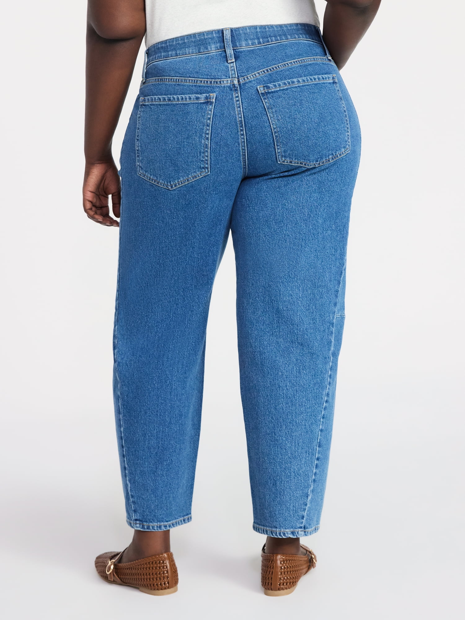 Terra & Sky Women's Plus Size High Rise Barrel Jeans, 28" Inseam, Sizes 16W-24W