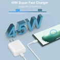 thumbnail image 4 of for Samsung Galaxy A30s ,45W USB-C Samsung Super Fast Charger Type C Charger Kit [ 1x 45W PPS Wall Charger + 2x USB C 6FT 5A Cables] - White, 4 of 5