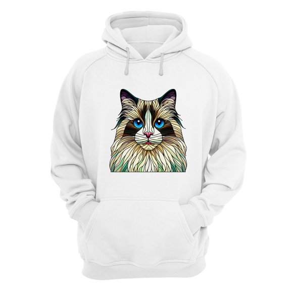 Patriotic Ragdoll Stained Glass Portrait American Flag Hoodie Unisex Merch Hoodies Cat Lover Kitten Owner Gifts Idea - 01010