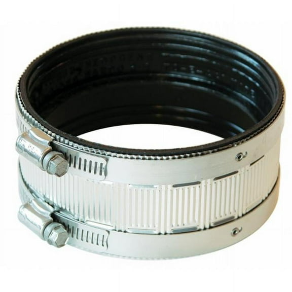 Fernco Inc. GIDDS-97854 PNH-44 Fernco Flexible Pipe Coupling, 4 In X 2-1/8 In, 4.3 Psi, Chrome, 4"