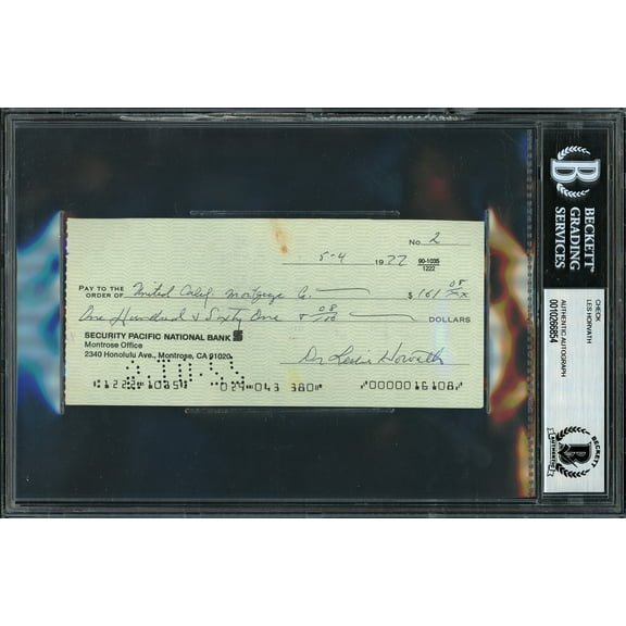 Les Horvath Autographed 3x6 Check Ohio State Buckeyes Beckett BAS #10266854