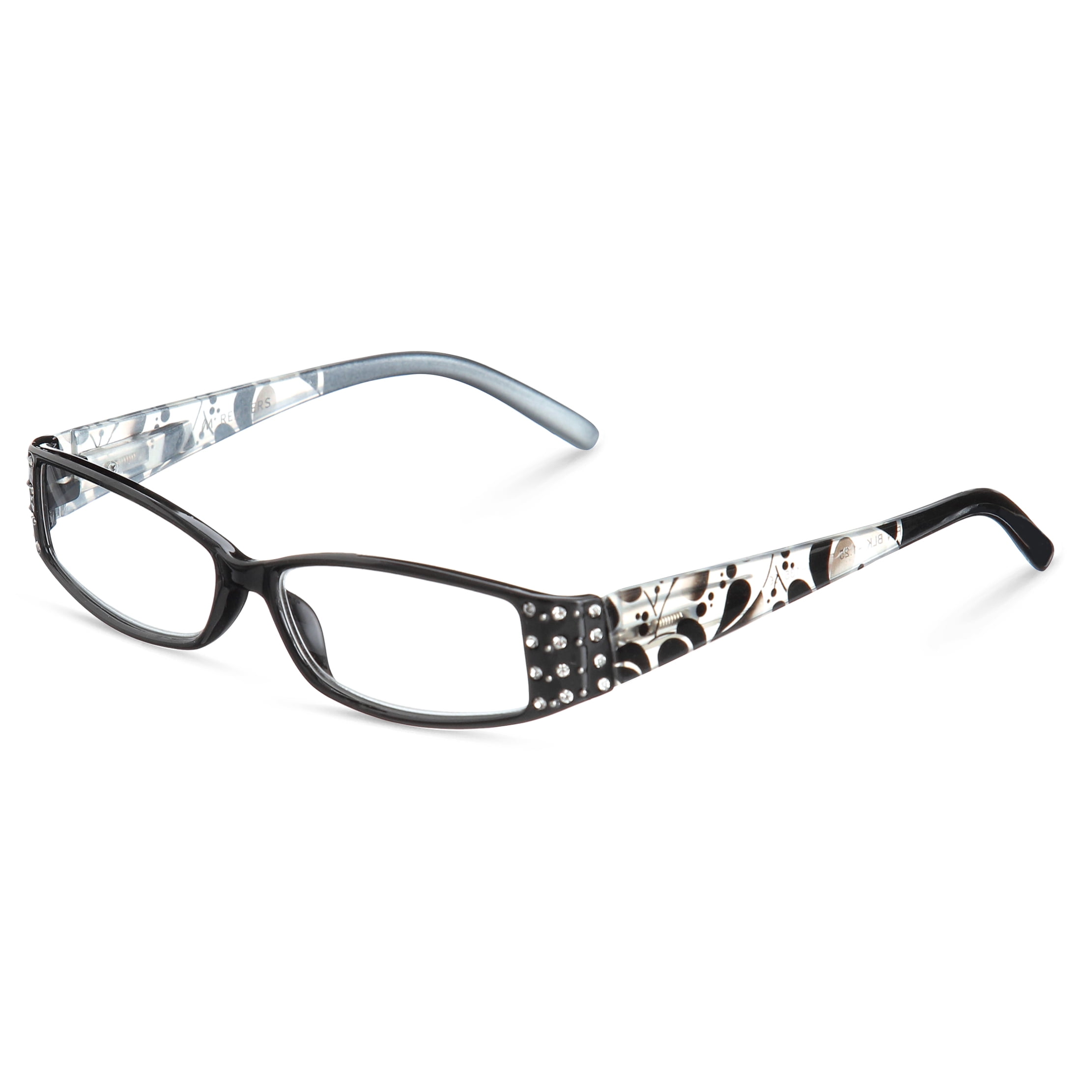 (2 pack) M Readers Women's Erin +2.50 Rectangle Reading Glasses with Case, Black