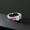 thumbnail image 3 of Gem Stone King 925 Sterling Silver Ring Oval Aquamarine Pink Moissanite (1.87 Cttw) (Size 5), 3 of 4