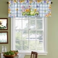 thumbnail image 3 of Spring Floral Truck Curtain Valances for Windows, Kitchen Valance Window Treatments Panel 2 Pack, Watercolor Flowers Butterflies Blue Plaid Rod Pocket Short Curtains for Bathroom Bedroom 42 x 18 Inch, 3 of 8
