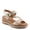 GOLD, variant on Women's TALIAH Leather Hook-and-Loop Sandals – Italian Craftsmanship, Faux Wood Wedge, Chic Textured Design, 3-Inch Heel