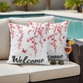 thumbnail image 5 of Welcome Pillow Covers 2 Pack Spring Watercolor Pink Cherry Blossom Floral Butterfly Pillowcase Waterproof Outdoor Throw Pillow Cover for Patio Garden Square Cushion 26”x26”, 5 of 9