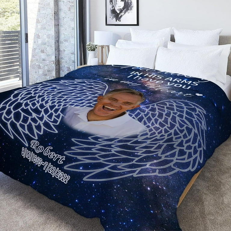 Personalized Hug from Heaven Blanket Custom Memorial Blankets with Pictures I Never Left You Memorial Gifts Memory Gifts for Loss Mom Dad Grandpa Grandma Daughter Son Photo Blanket Walmart