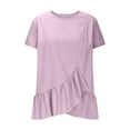 thumbnail image 4 of Wlynlyn Womens Tops Short Sleeve Shirts Scoop Neck T Shirts Ruffle Hem Dressy Casual Blouses L, 4 of 9