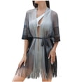 thumbnail image 2 of qelini Beach Cover up for Women Sheer Sarong Cover Up Solid Color Beach Vacation Summer Tunic Swimsuit Cover Up, 2 of 6