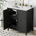 thumbnail image 3 of 30" Bathroom Vanity with Sink Top, Modern Bathroom Vanity with 2 Pull Out Drawers, Floor Mount Wooden Bathroom Cabinet with Undermount Ceramic Basin, Black, 3 of 18
