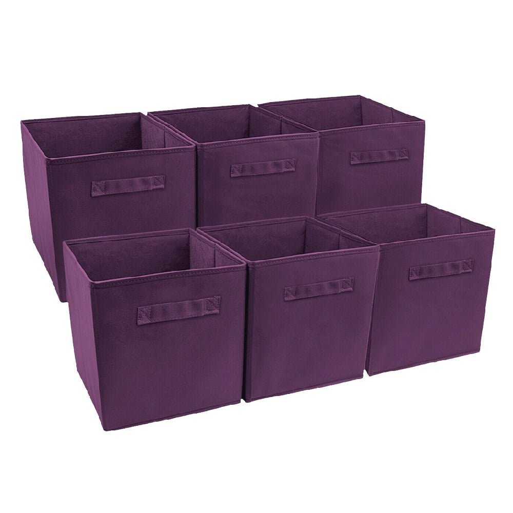Purple Color Foldable Storage Cube Basket Bin Cloth Baskets for Shelves