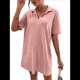 thumbnail image 2 of Vestido de Verano para Mujer, Cuello en V, Corta, Holgado, Informal, con Cuello Tipo Camiseta, Rosa, Talla L, 2 of 6