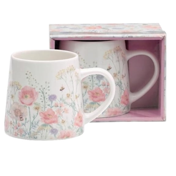 burton BURTON Mug Wildflowers and Bumble Bees, 16-Ounce, Ceramic, Multicolor