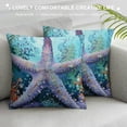 thumbnail image 3 of Orinice Pack of  Starfish Beach Decor Throw Pillow Covers, Soft Coastal Beach Ocean Square Cushion Case Set for Couch Sofa Bedroom Living Room, Ocean Marine Plants Pillow Cases Pillowcases White, 3 of 5